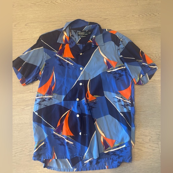 Ralph Lauren Other - Ralph Lauren Men Button Down Sailboat Print Hawaiian Shirt Size M